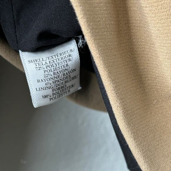 Ann Taylor Collarless Blazer Women’s 8 Tan Black Trim Stretch Lined Jacket - Picture 7 of 9